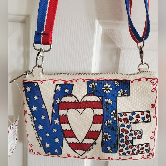 NWT BRIGHTON 2024 VOTE ELECTION DAY POUCH BAG SHOULDER CROSSBODY RED WHITE BLUE - Picture 3 of 15